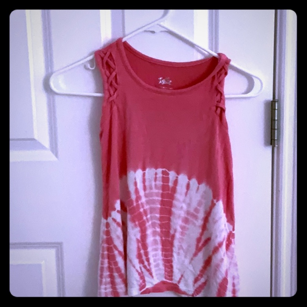 Pink and white justice tye dye shirt